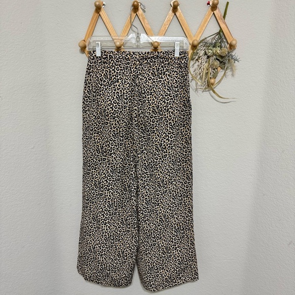 J.Crew Silk Leopard Print Wide Leg Trouser Pants Size 2 - Picture 8 of 13